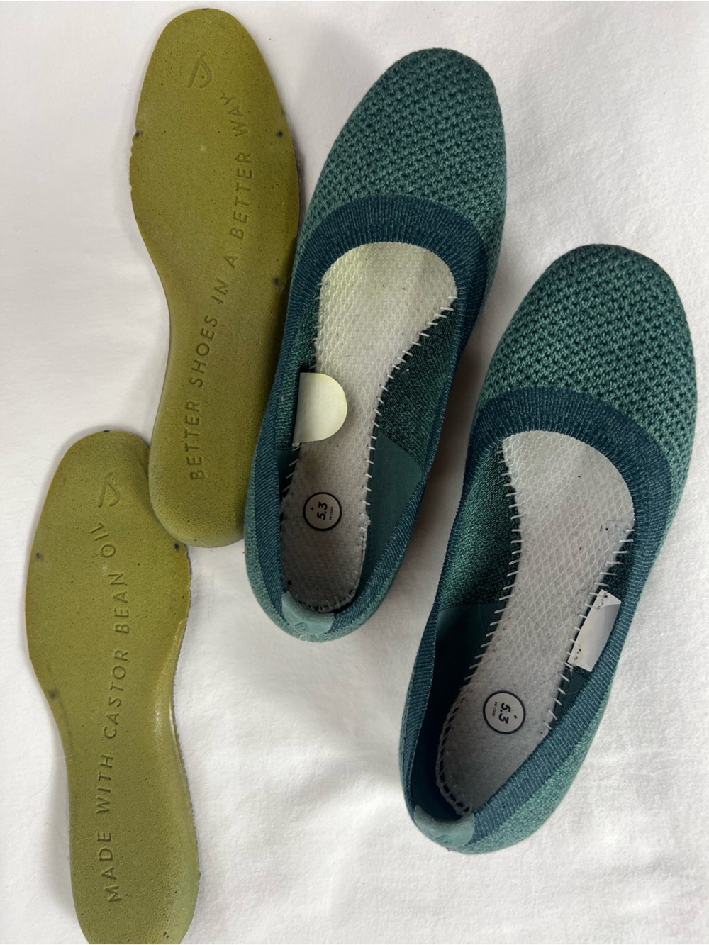 Allbirds Tree Breezers ballet flats in sage green. - Picture 5 of 6